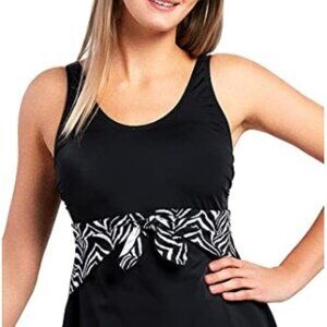 BLACK ZEBRA SWIM DRESS ONE PIECE SWIMSUIT